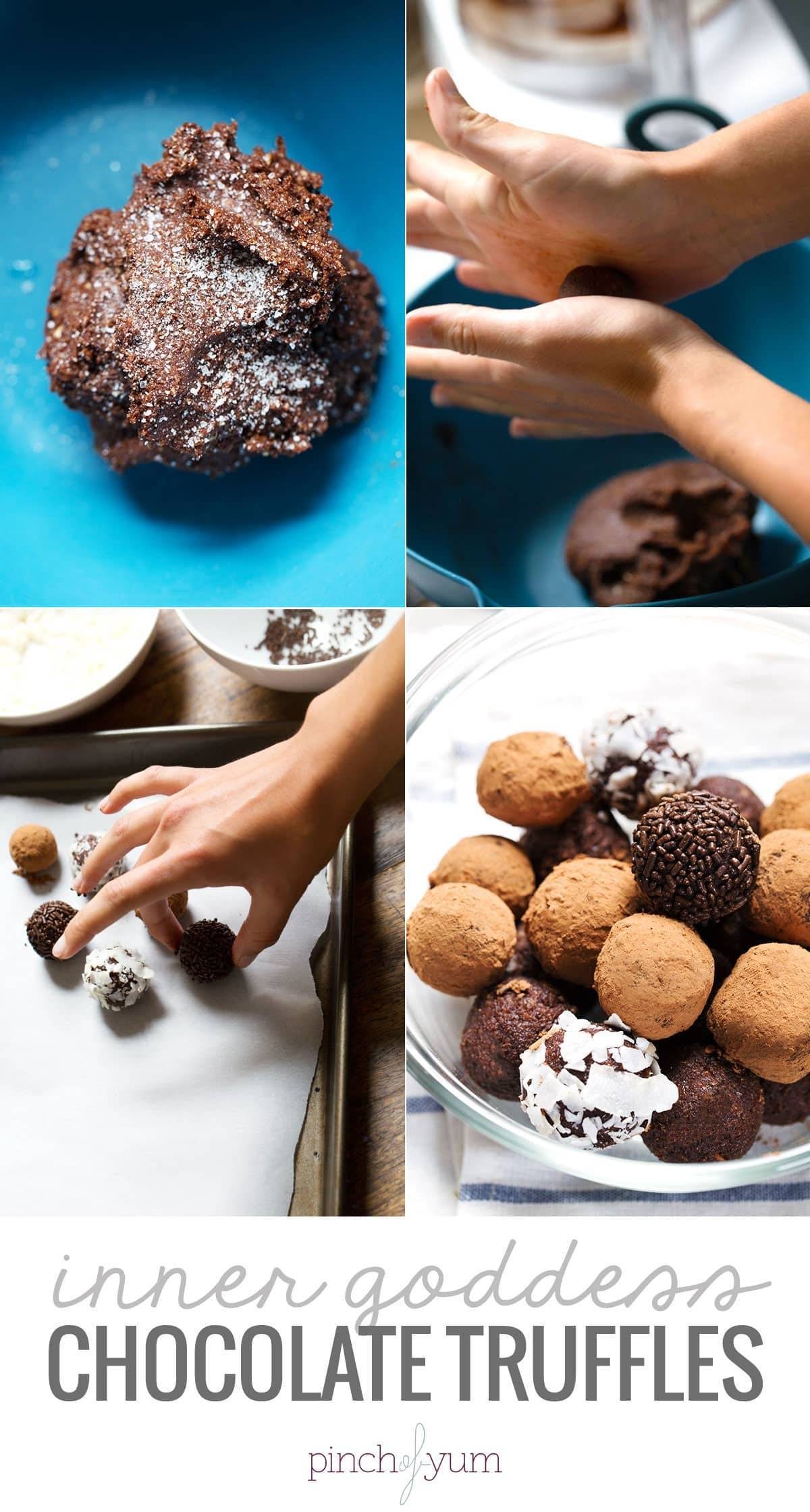 Process of making chocolate truffles.