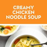 Creamy chicken noodle soup pin.