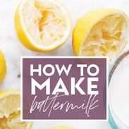 Lemons and milk on a table with "How to make buttermilk"