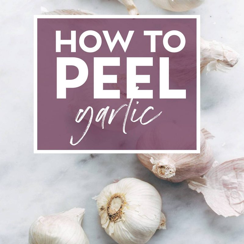 Garlic on a table with text that says "How to peel garlic"