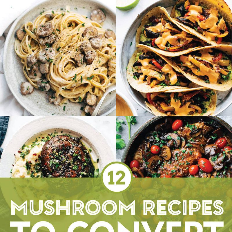 Mushroom recipes in a collage.