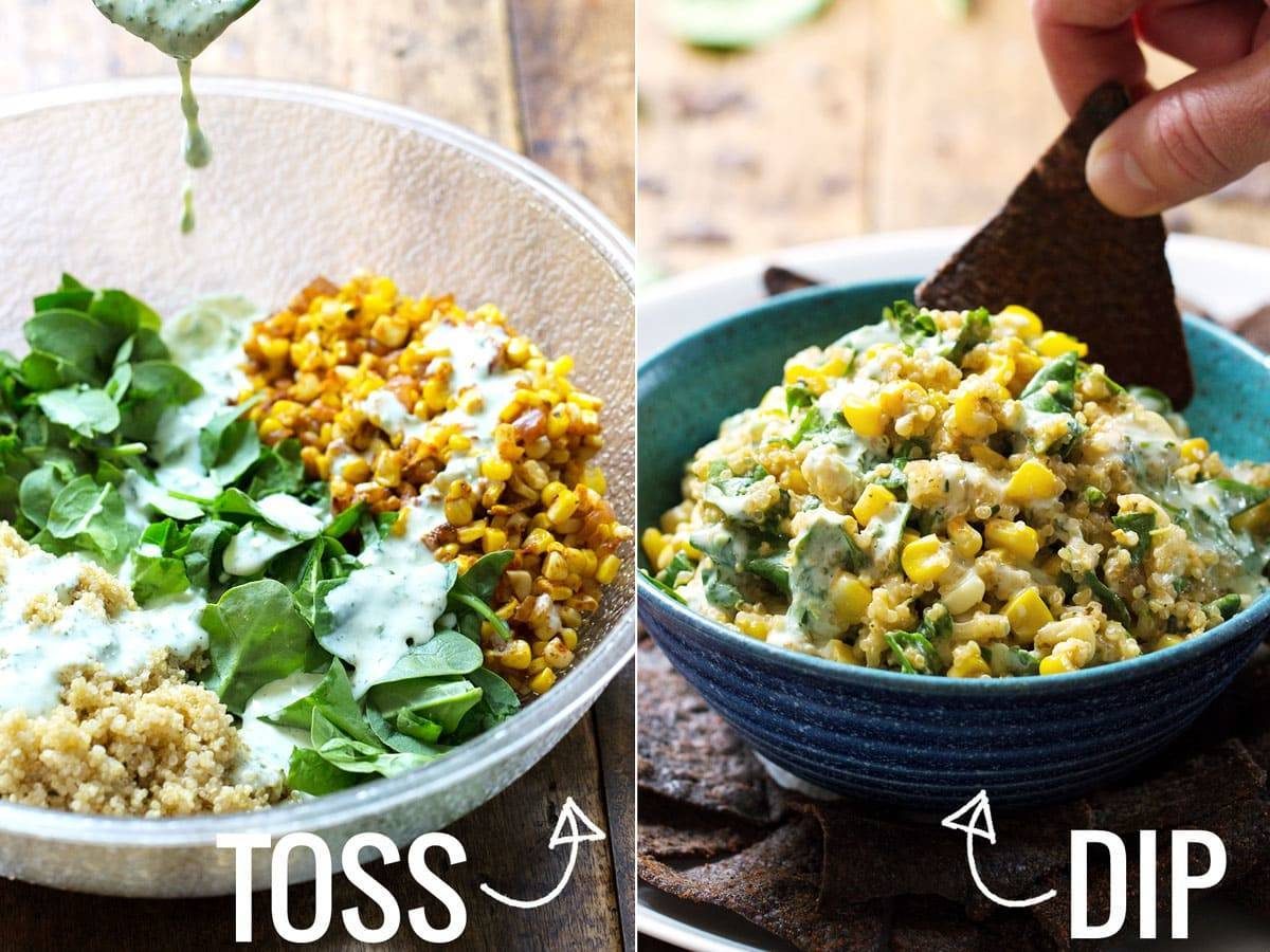 Tossing and dipping corn dip.