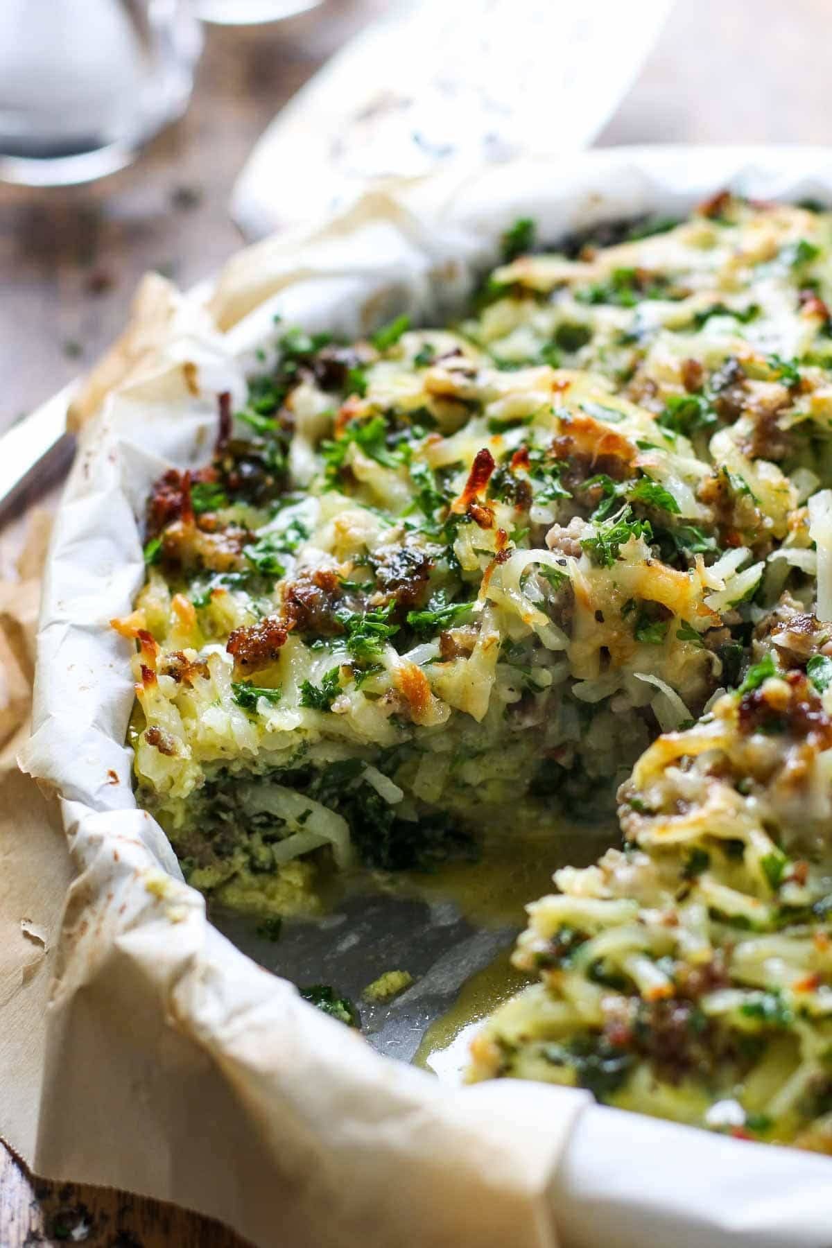 Six Ingredient Sausage Potato Pie.